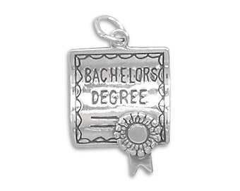 Sterling Silver Bachelor's Degree Diploma Charm Pendant