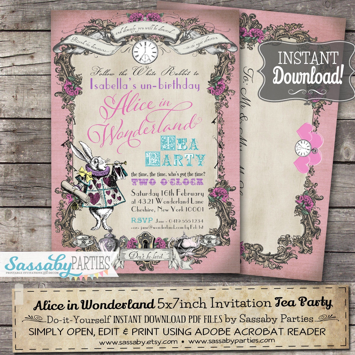 Alice Wonderland Invitations 8