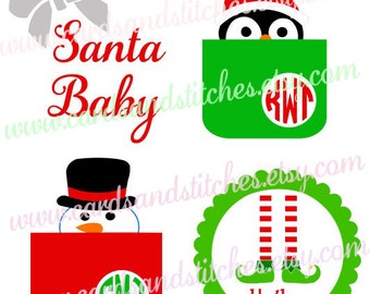 Christmas SVG - Christmas Monogram - Elf SVG - Holiday SVG - Digital Cut File - Instant Download - Silhouette Cut - Svg, Dxf, Jpg, Eps, Png