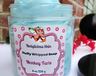 Fluffy Whipped Soap, Monkey Farts, Vegan Soap 8 oz
