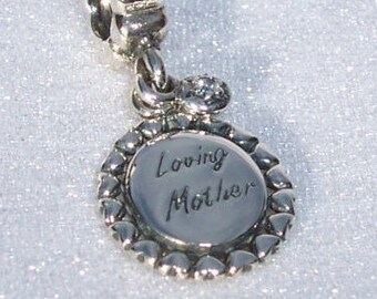 Authentic Pandora, Loving Mother, Bracelet Charm, Sterling Silver, Dangle, Cz 925 ALE, Mom, Love, Forever, Gift Ideas, FREE SHIPPING