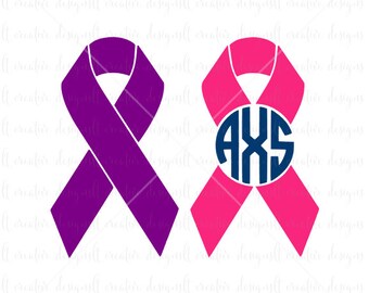Cancer Ribbon SVG, Cancer Ribbon Monogram SVG, Cancer Survivor, SVG Files, Silhouette Files, Eps Files