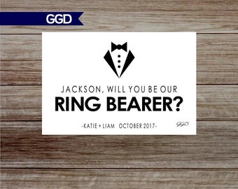Will You Be My Ring Bearer Card, bridal party cards, ring bearer, ring bearer printable card, suit up ring bearer card-Print Your Own