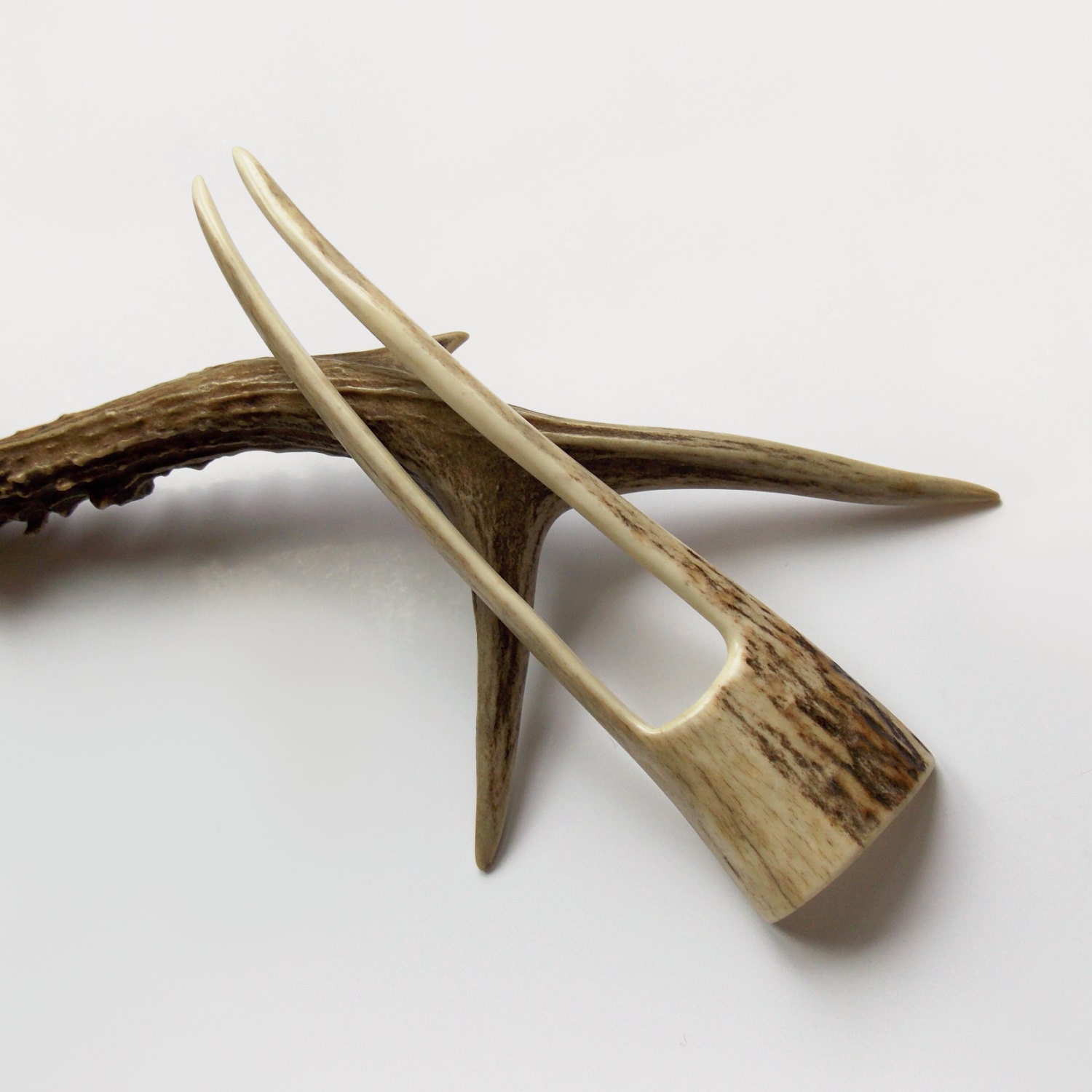Antler Hair Fork Deer Antler Hair Stick Hand Carved Antler
