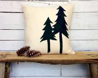Rustic Home Decor Pillow, Woodland Pillow, Cabin Decor Pillow, Pine Tree Pillow, Winter Pillow, Holiday Pillow, 16 Inch Square Pillow