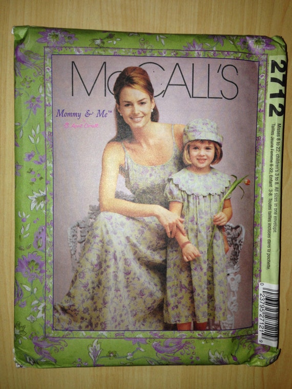 McCalls 2712 Sewing Pattern Uncut Misses Dress and Girls Dress and Hat Misses Size 8-22 Girls Size 3-8