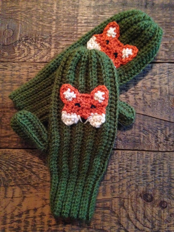 Fox Mittens Crochet Animal Mittens Children's Mittens