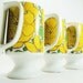 Vintage Footed Coffee Mugs - Goodwood Made in Japan Yellow Anemone Flower Pattern Porcelain Footed Coffee Mugs -- Set of 4, Retro Mugs