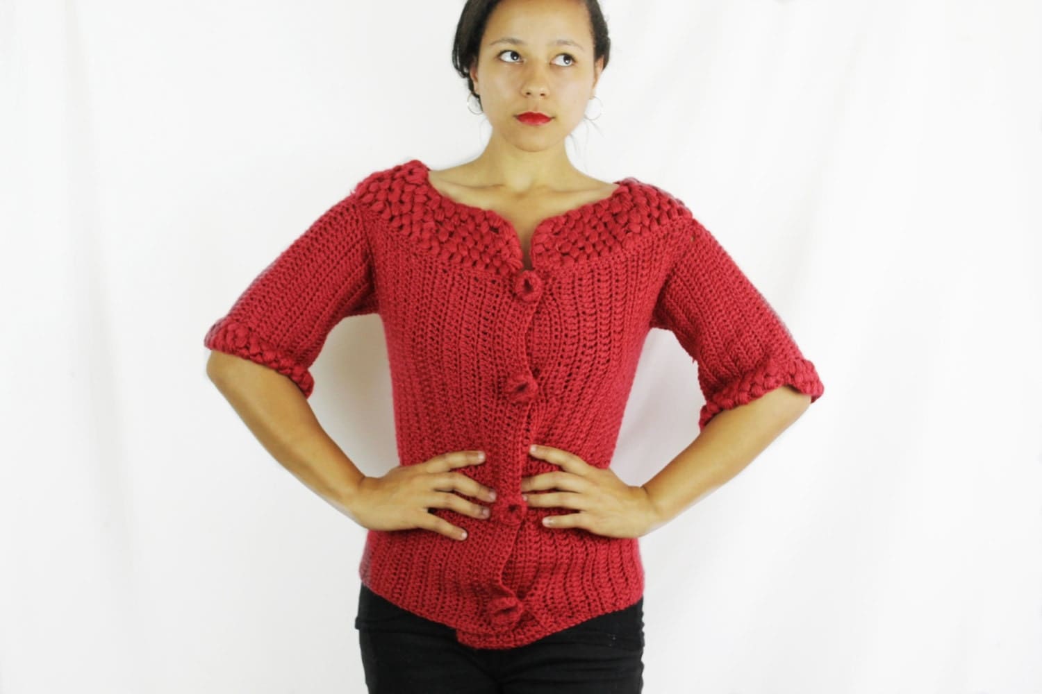 Women's cardigan sweater in red Oversized cardiganFall