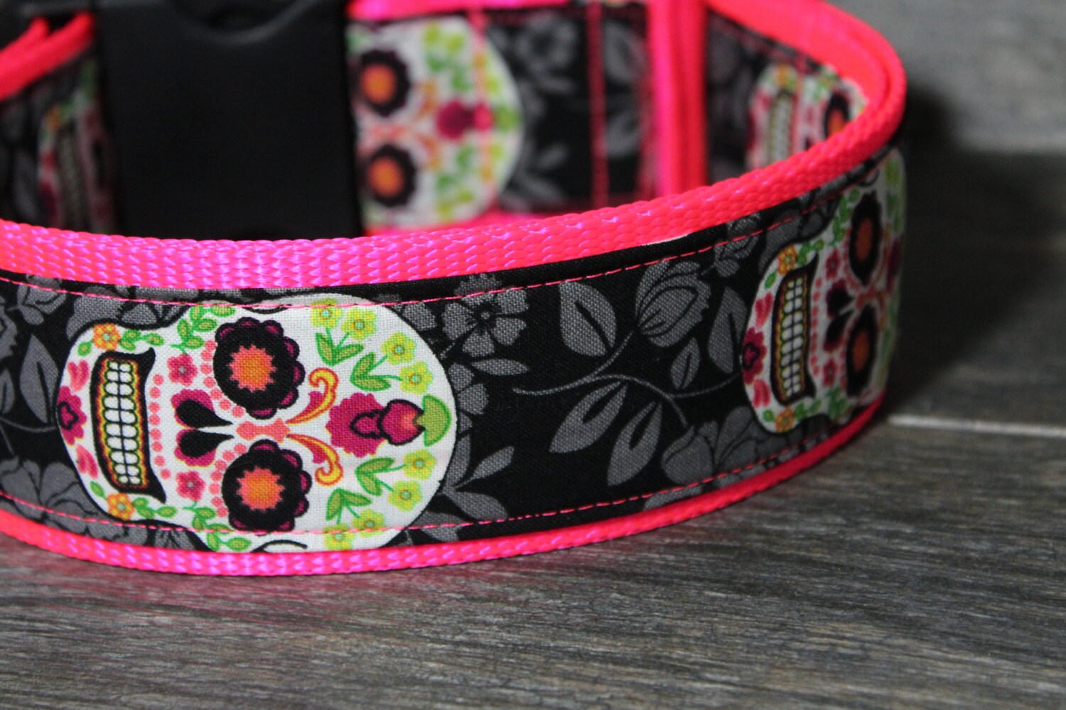 Personalized Sugar Skull Dog Collar Nylon Custom 2 Dog