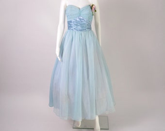 Vintage 1950s 50s Strapless Prom Party Dress Designer Fred Perlberg