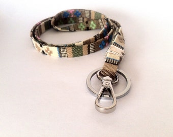 Woven lanyard, Ethnic Lanyard, Badge Holders, Boho Keychain, Bohemian, Key Lanyard, Fabric, vegan, boho lanyard, aztec lanyard