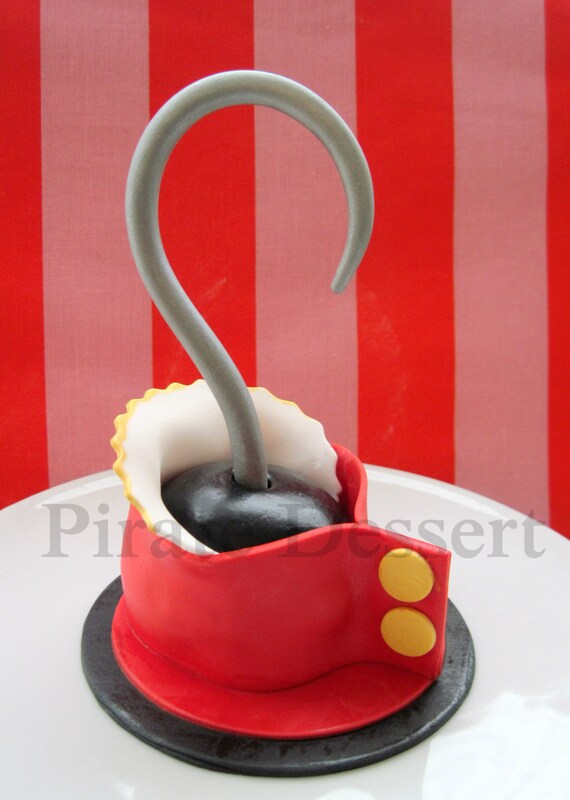 Edible Pirate CAKE TOPPER Captain Hook Pirate Hook Fondant