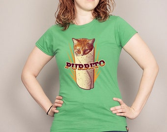 PURRITO cute BURRITO KITTY funny catT-shirt Men's and Ladies Sizes