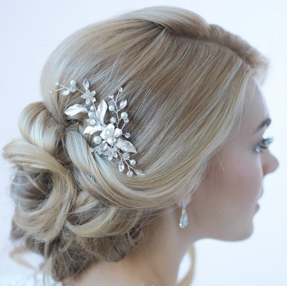 Floral Bridal  Hair  Clip Bridal  Hair  Accessory  Pearl