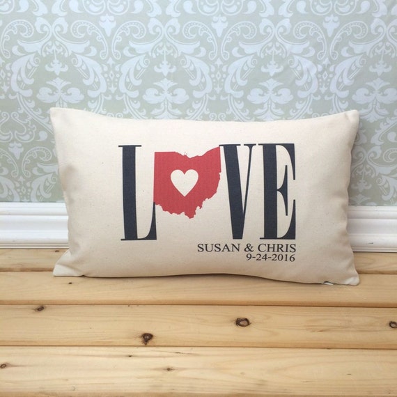 Ohio Love Pillow Lumbar Pillow Love Pillow Wedding Pillow