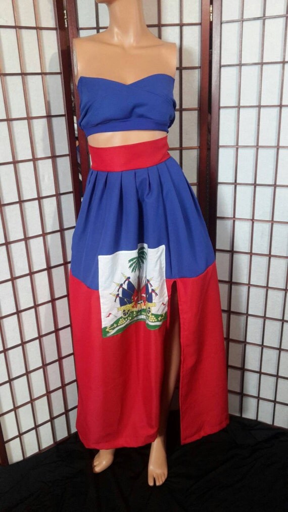 Custom Haiti Flag Maxi Skirt Haitian Dress by RavishingCreations
