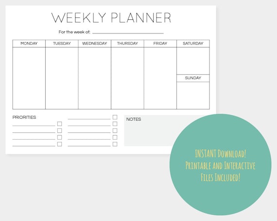 interactive weekly planner