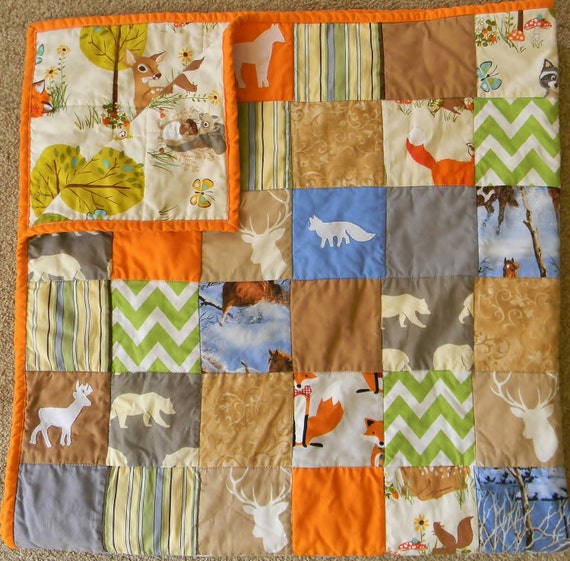 Patchwork forest animal quilt Patchwork animal by createdbymammy