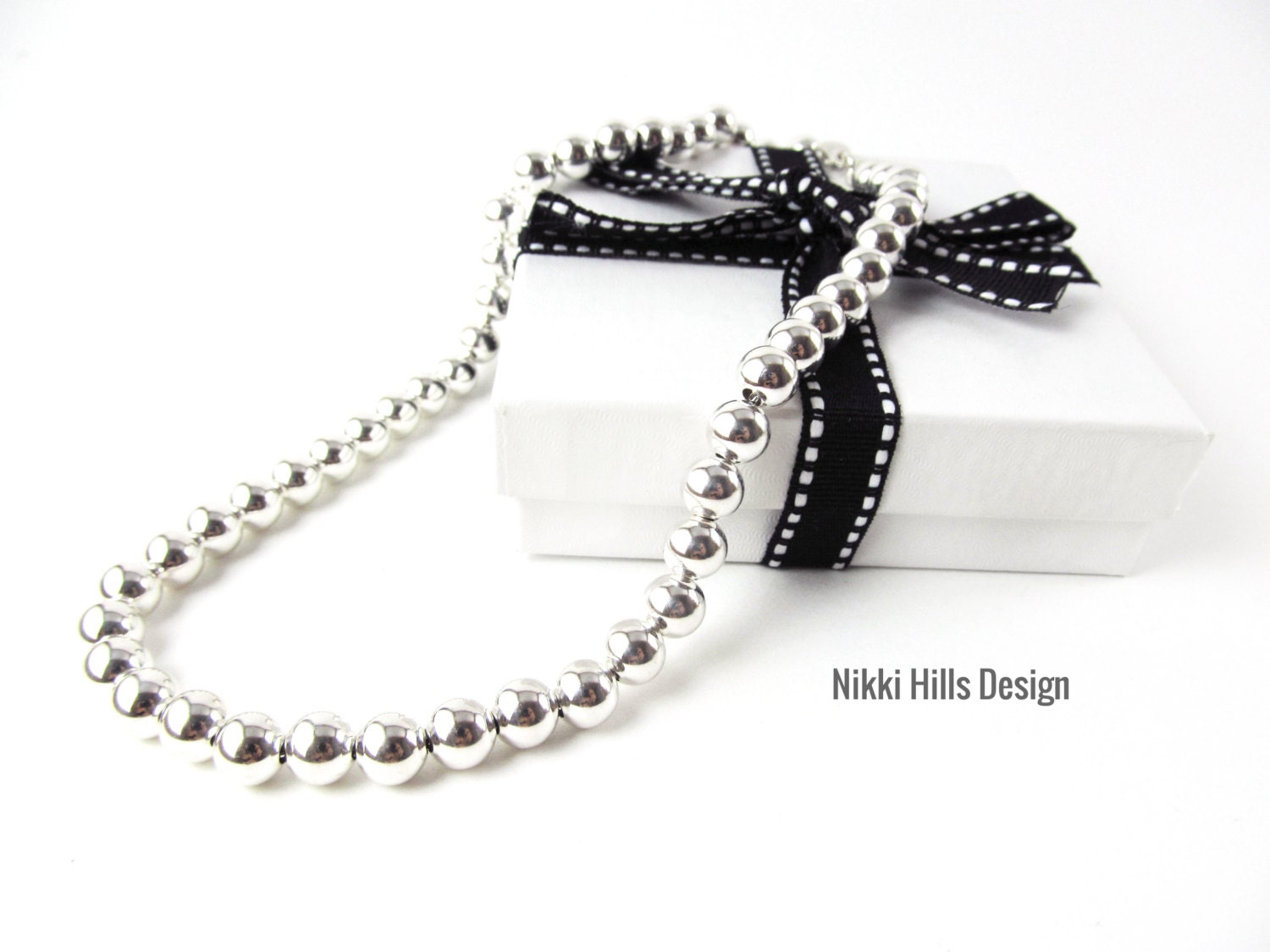 Round Ball Necklace Sterling Silver Ball Necklace Lauren