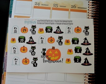 Halloween Countdown Stickers, Halloween Stickers