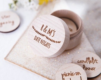 Personalised 'Date Night' Token Box - Date Jar - Date Night Box - Gift for Lover - Love Tokens - Anniversary Gift - Date Night Ideas