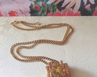 Golden box necklace, lock of hair box, secret stash box necklace, marry me idea, new mom dad necklace, ashes, cake perfume box, tooth box