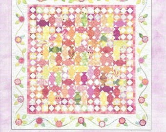 Alex Anderson Classics Bubblegum Dreams Modern Quilt Pattern Flower Patchwork Appliques Vine Leaf Appliques Crib Quilt Wallhanging Coverlet