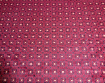 One Half Yard Cut of 1980s Vintage Wine Colored Foulard Fabric, 44 In. Wide, Cotton Poly Blend, Great for Small Craft Projects, Small Print