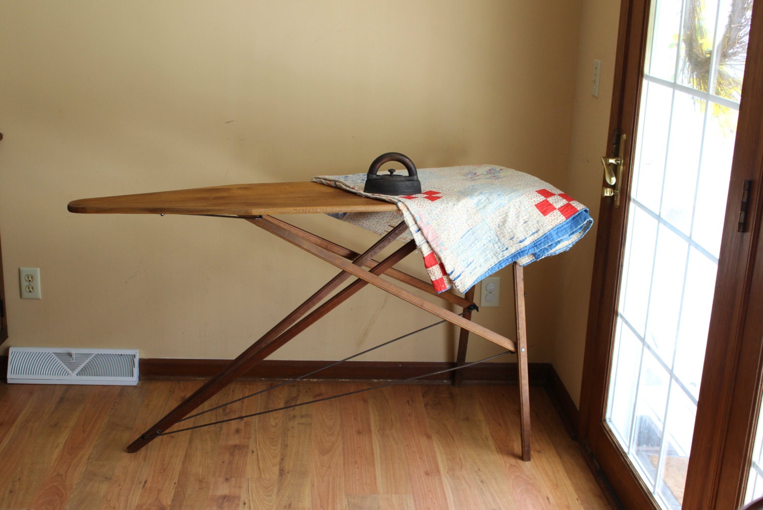 Antique Wood Ironing Board Primitive Farmhouse Wooden Folding