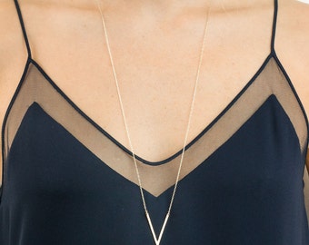 Badass Long V Necklace, Pointed Long Necklace, Triangle, Angled Bar Necklace / THE WALSH, LN145_c2