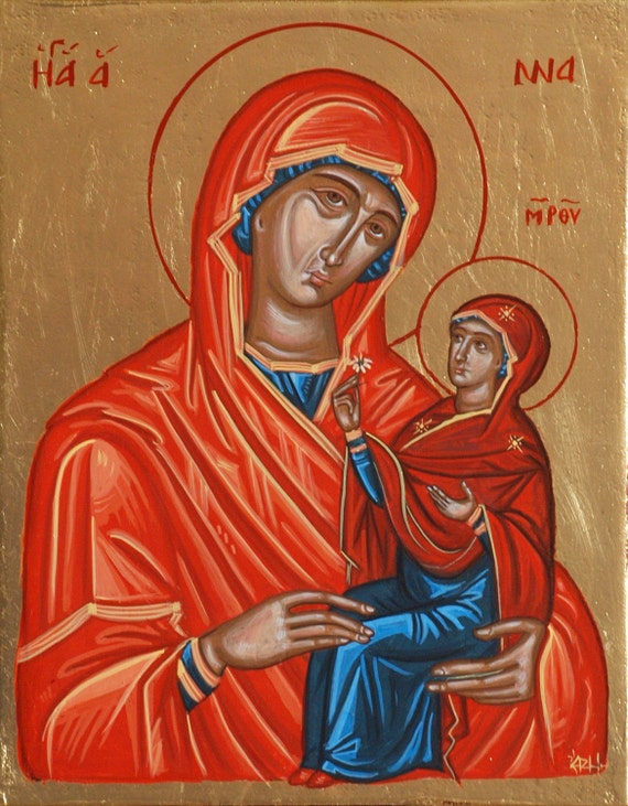 Byzantine icon of St Anna Saint Anne and the Virgin