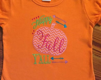 Happy Fall Yall Applique Embroidery Pumpkin Applique design