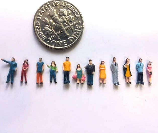 10 small micro miniature plastic people figures diorama or