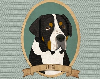 Personalized dog portrait with name. Dog memorial. Gift for pet lover, pet memorial, pet loss gift.