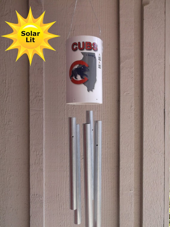 Chicago Cubs Sports Memorabilia PVC Wind Chime with Solar