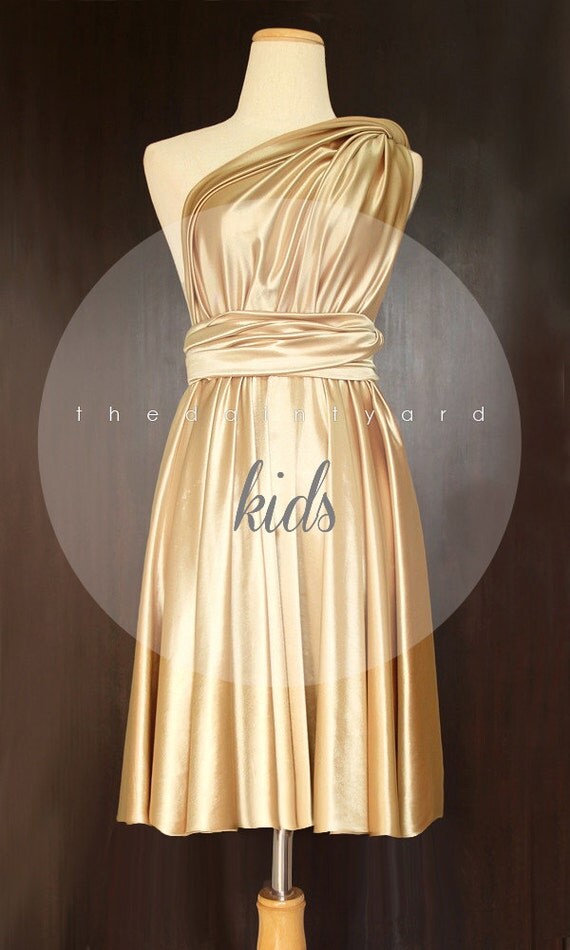 KIDS Gold Bridesmaid Dress Convertible Dress Infinity Dress