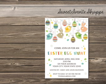 Easter Egg Hunt Invitation, Easter Brunch Invitation, Easter Celebration Invitation, Bunny Invitation, Eggs Invitation, Birthday Invitation