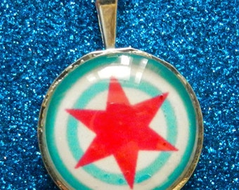 Chicago flag mod-style target necklace