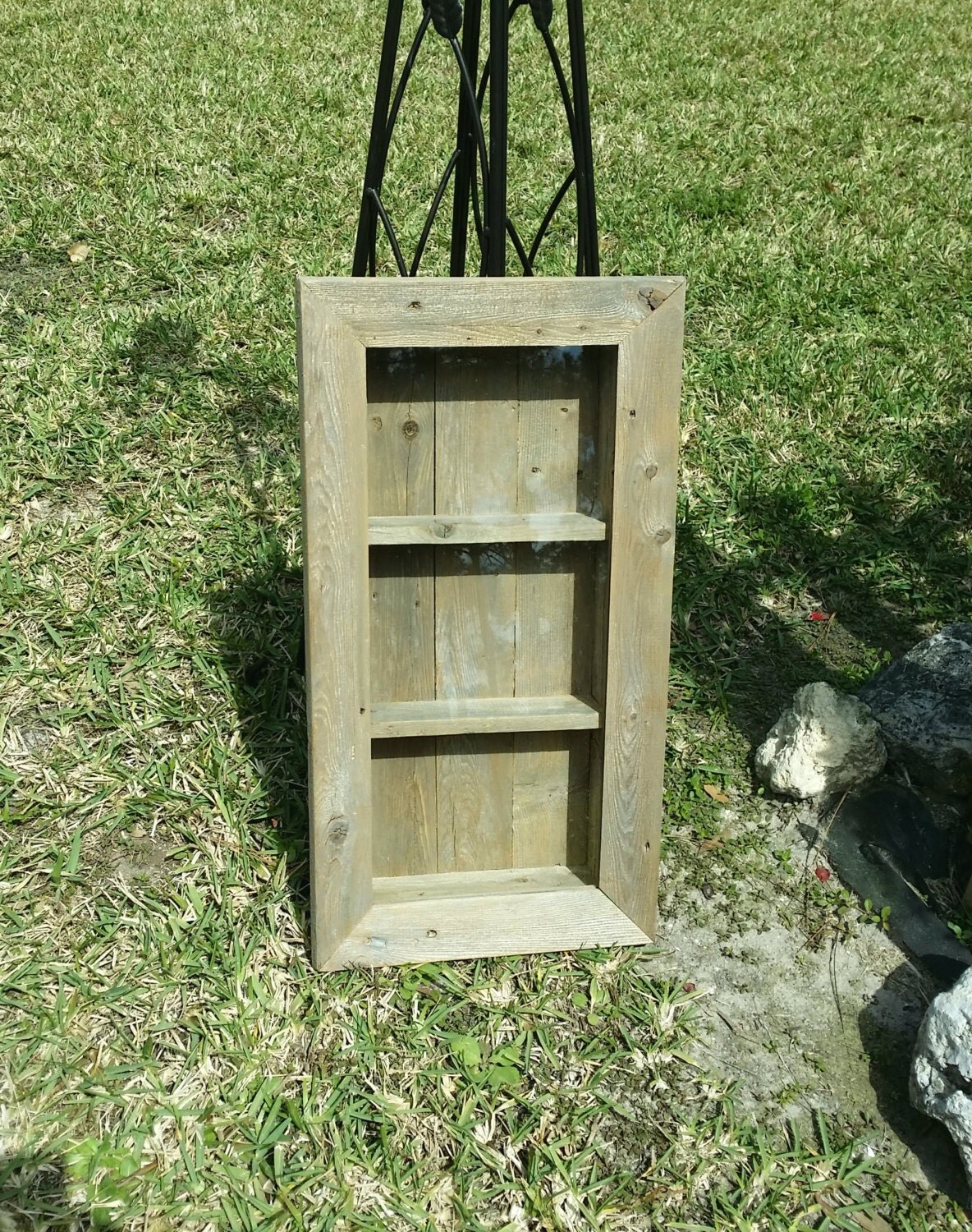 Shadow Box Glass Door Display Wall Shelf Rustic by SweetiesAttic