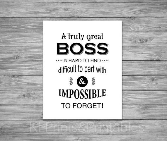 Boss Appreciation Print Printable Boss Gift Black And