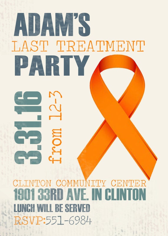 Items similar to Done With Cancer Treatment Party Invitation. Leukemia Ribbon. on Etsy