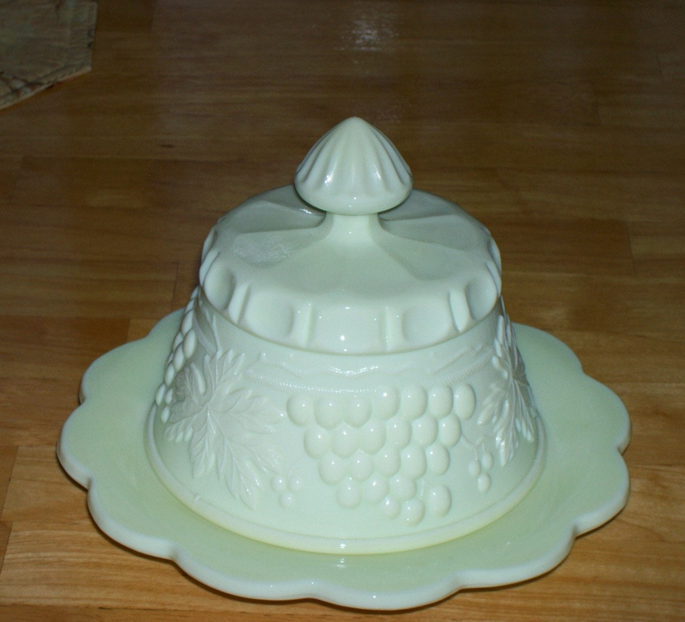 Covered Vintage Glass Butter Dish Round By Onpointcollectibles