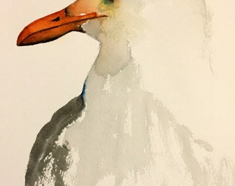 watercolor bird painting bird art original watercolor Seagull
