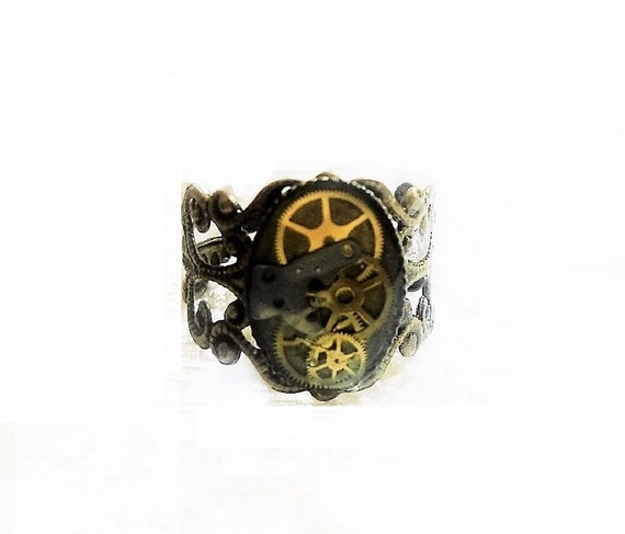 Steampunk Jewelry Steampunk Ring Steam punk Ring Steam punk Jewelry Vintage Watch Part Ring Gear Ring Canadian shops by OneStopSteamShoppe by OneStopSteamShoppe steampunk buy now online