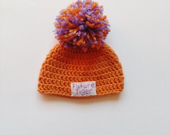 Clemson Baby Hat, Clemson Tiger Hat, Clemson Football Hat, Clemson Baby, Future Tiger Hat, Newborn Football, College Football Hat, Gamecocks