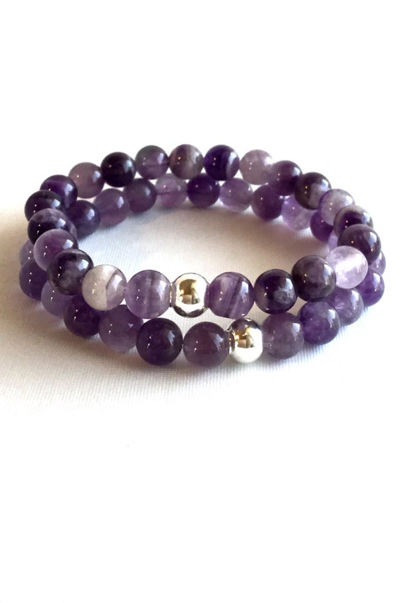 Natural Amethyst Bracelet Round Purple Stone by GemsByKelley