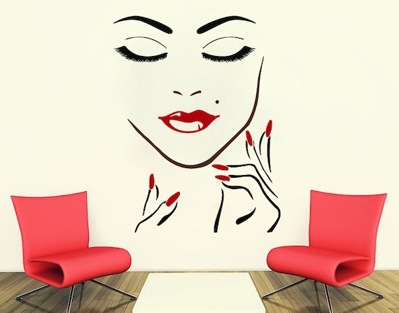 Items similar to Wall Decals Beauty Salon Girl Face Hand Manicure Nail
