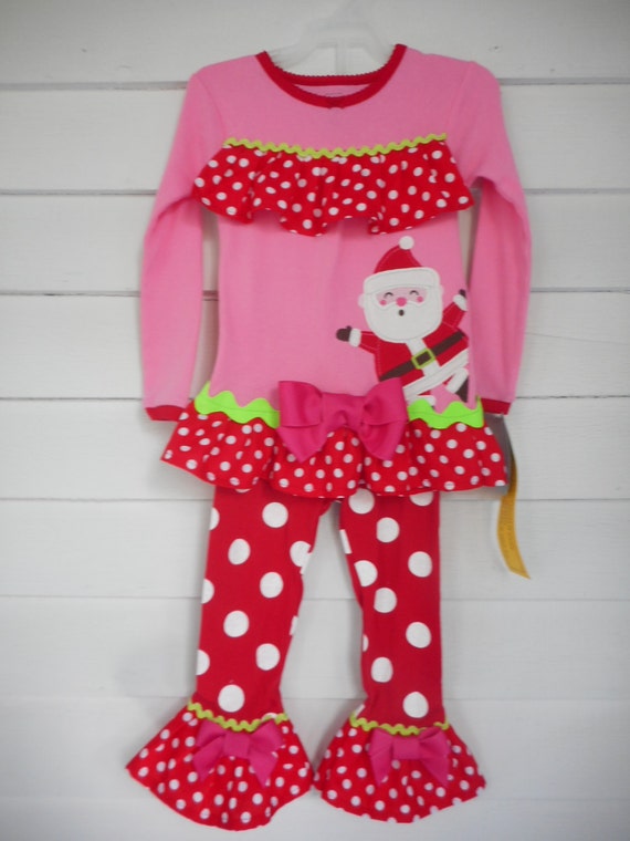 Christmas Ruffle Outfit Christmas Pajama by SophiesDivaBoutique