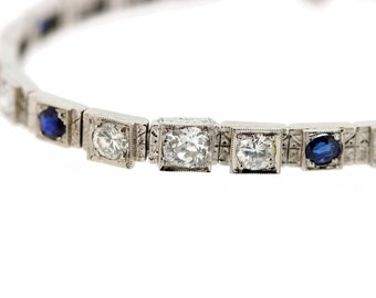 14K Gold Diamond and Sapphire Bracelet